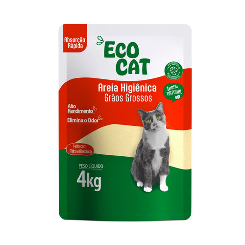 Areia Higiênica Eco Cat – Grãos Grossos | 100% Natural | 4kg