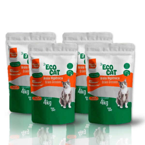 Areia Higiênica EcoCat Grãos Grossos - Kit 4 produtos